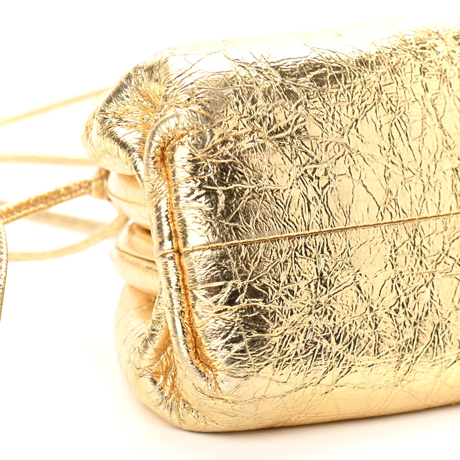 Bottega Veneta Metallic Crinkled Lambskin The Mini Pouch Oro 9 of 10