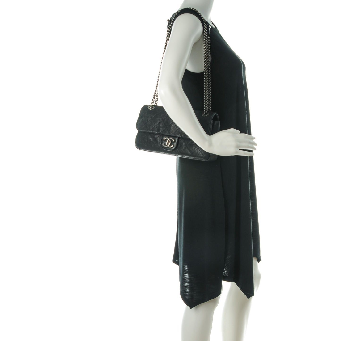 Caviar Quilted Medium Simply CC Flap Black