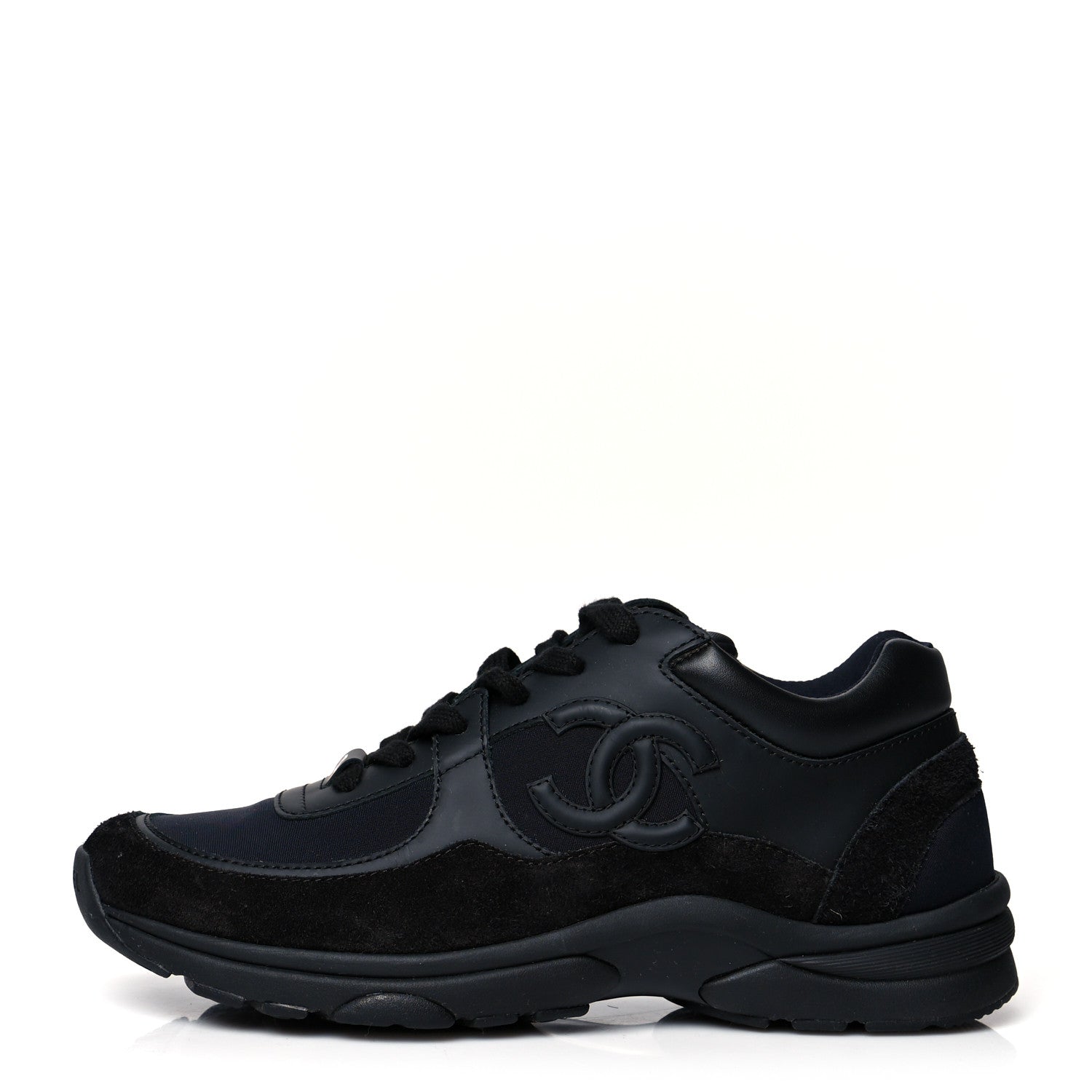 Chanel Toile Suede Calfskin CC Sneakers 37 Black 1 of 7