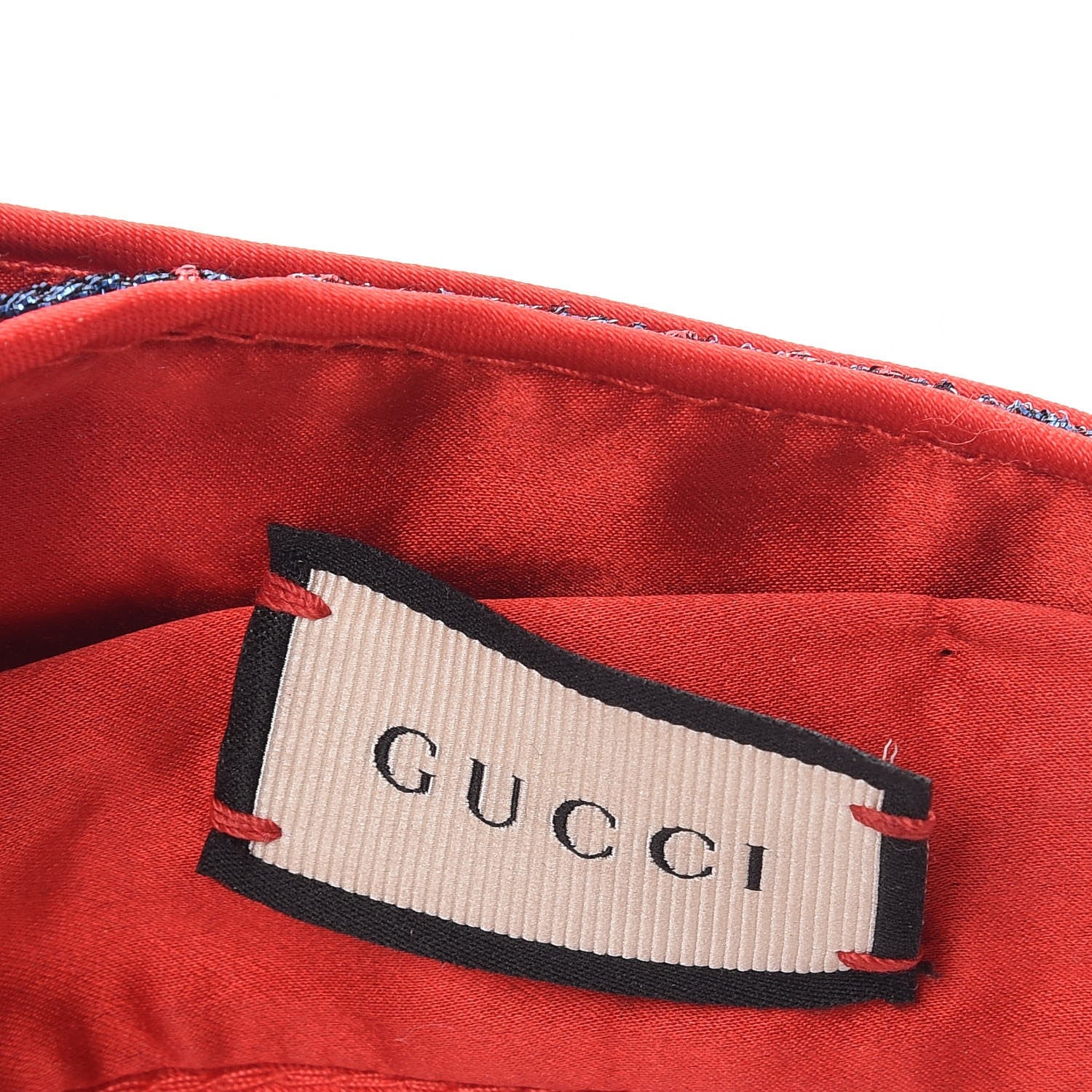 Gucci Metallic Lurex Silk GG Supreme Headband Blue Red 4 of 6