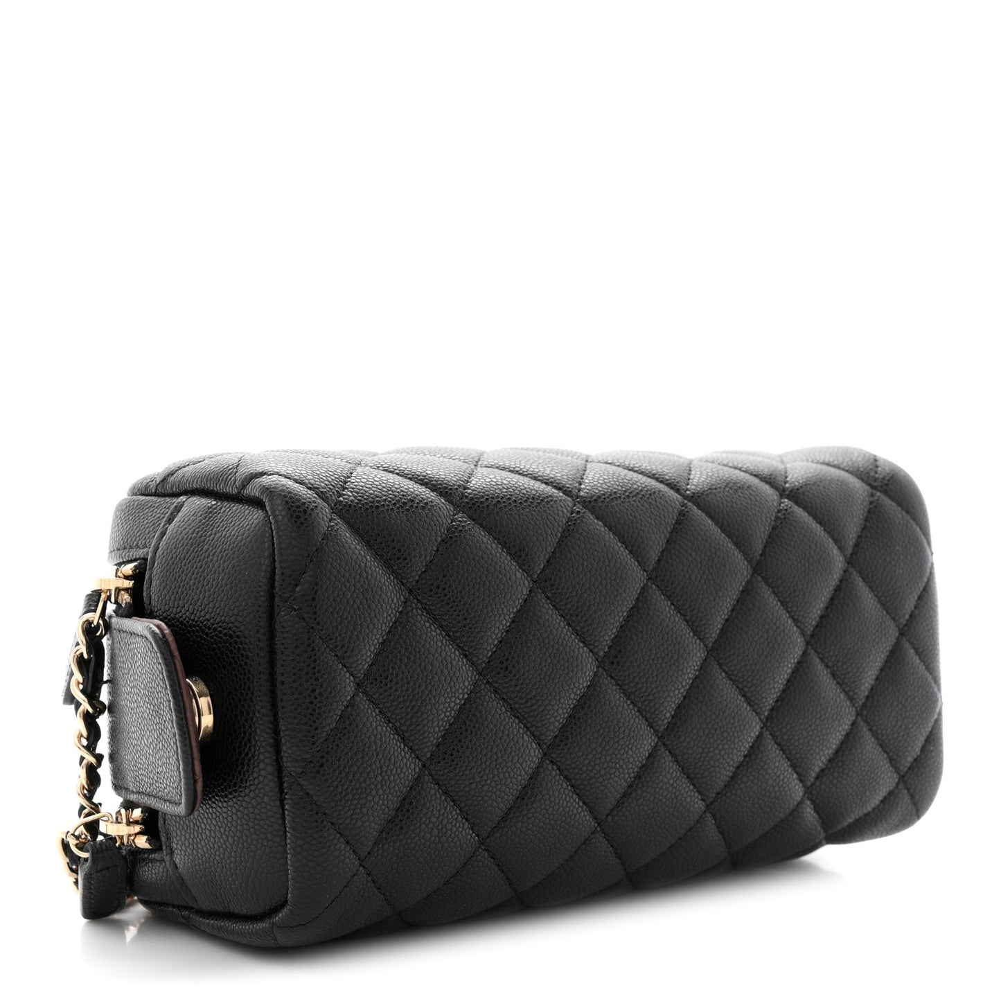 Caviar Quilted Double Zip Pouch Cosmetic Case Black