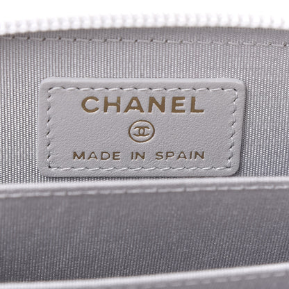 Chanel Caviar Quilted Boy Zip Around Coin Purse Wallet Grey 8 of 11