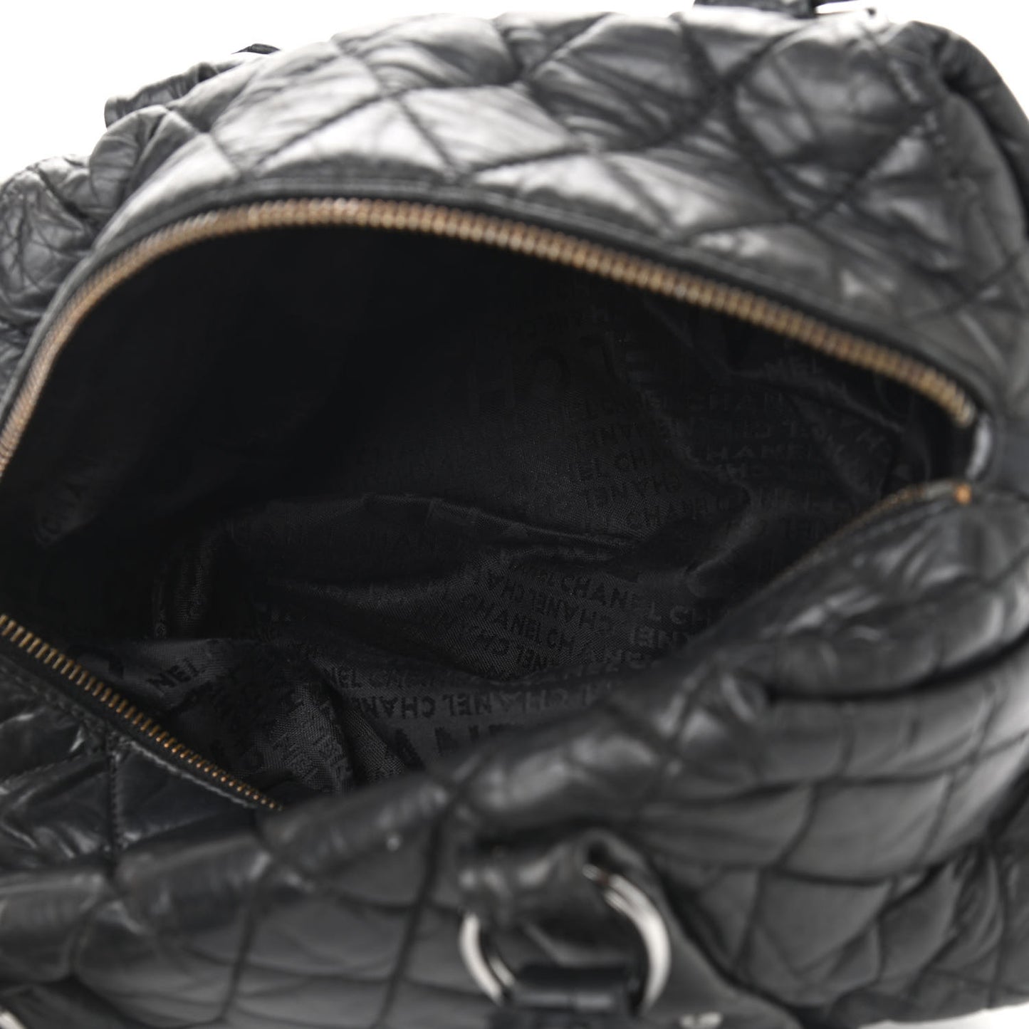 Distressed Lambskin Lady Braid Small Tote Black