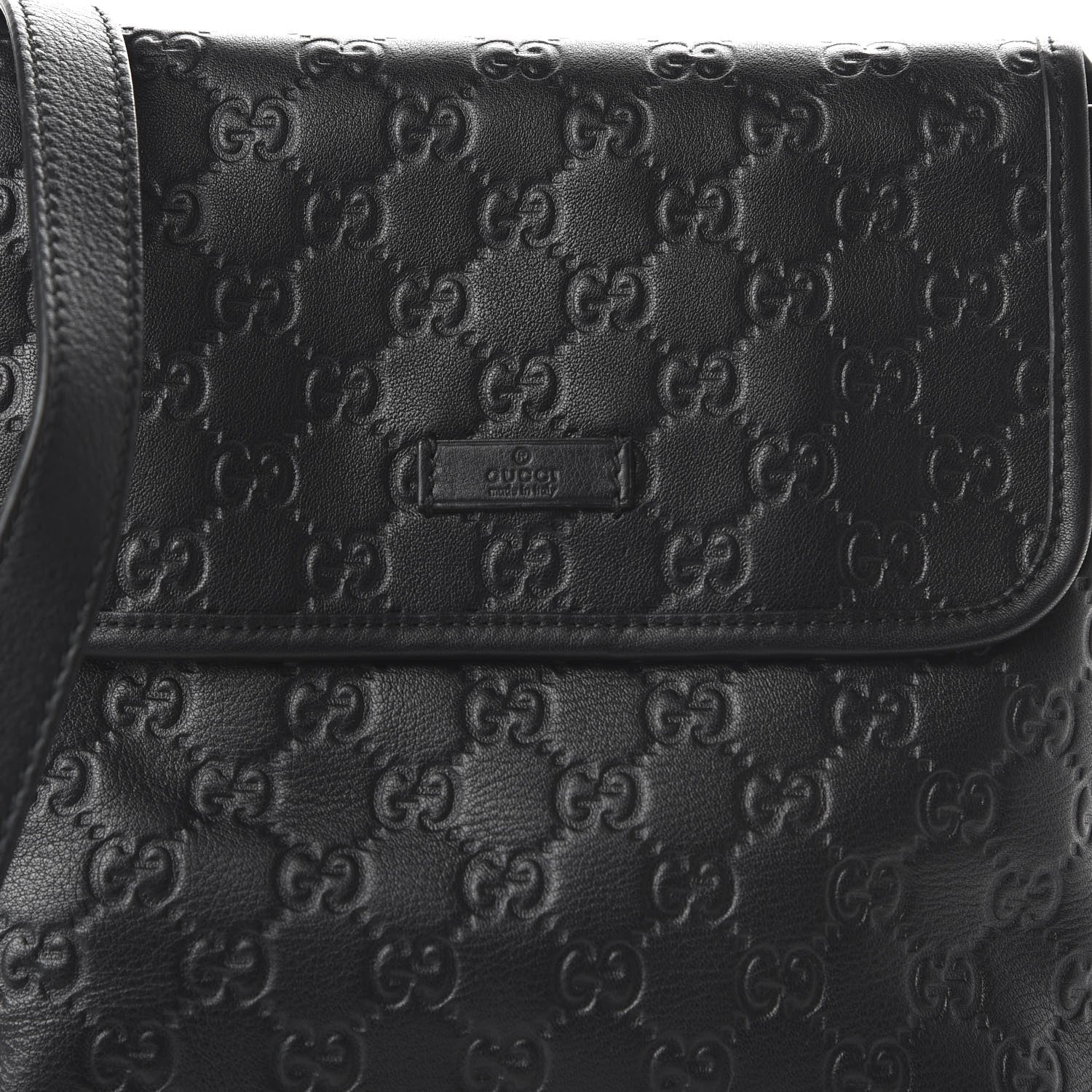 Gucci Guccissima Small Flap Messenger Bag Black 10 of 10