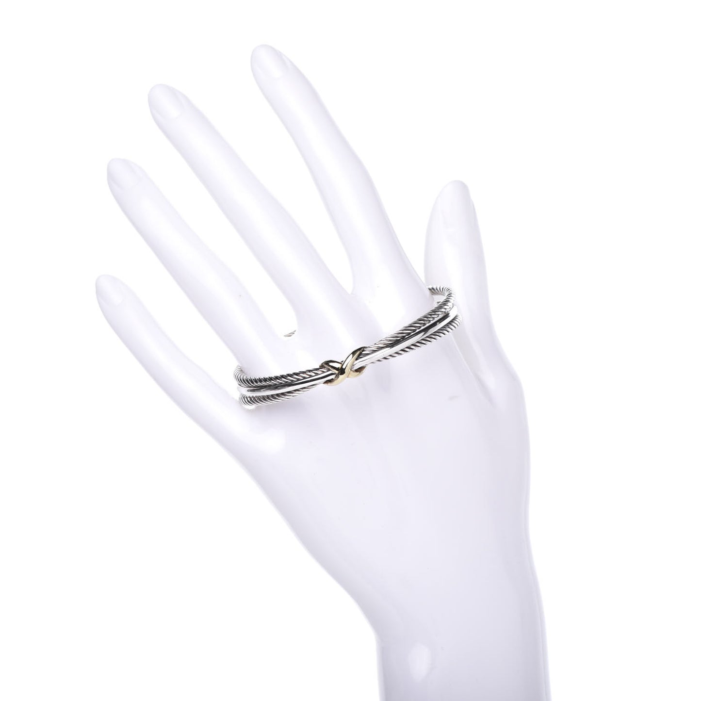 Sterling Silver 18K Yellow Gold 7mm Crossover X Bracelet