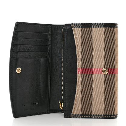 Burberry Grainy Calfskin House Check Wellington Wallet Mahogany Black 5 of 7