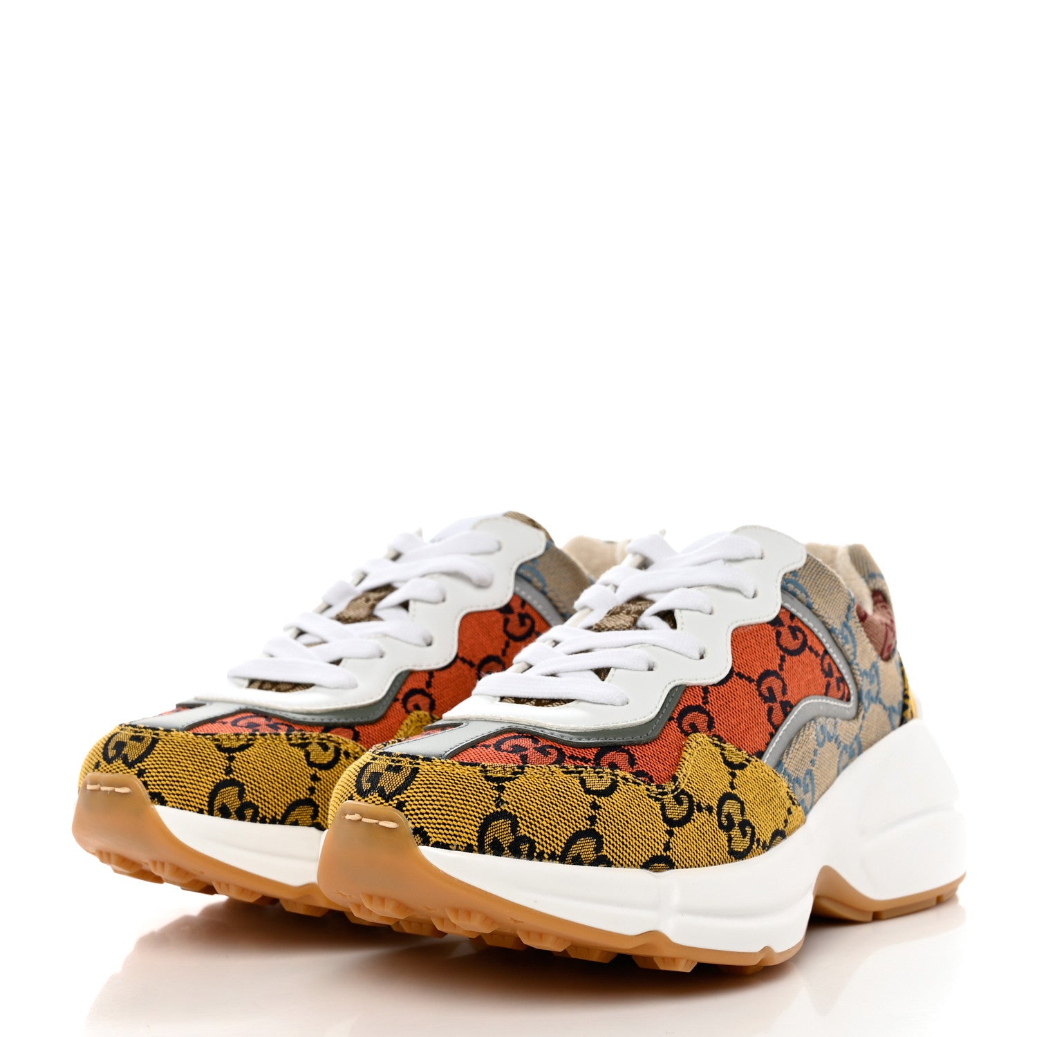 Gucci Monogram Multicolor Demetra Womens Rhyton Sneakers 35 Yellow Blue Great White Tabasco 3 of 8