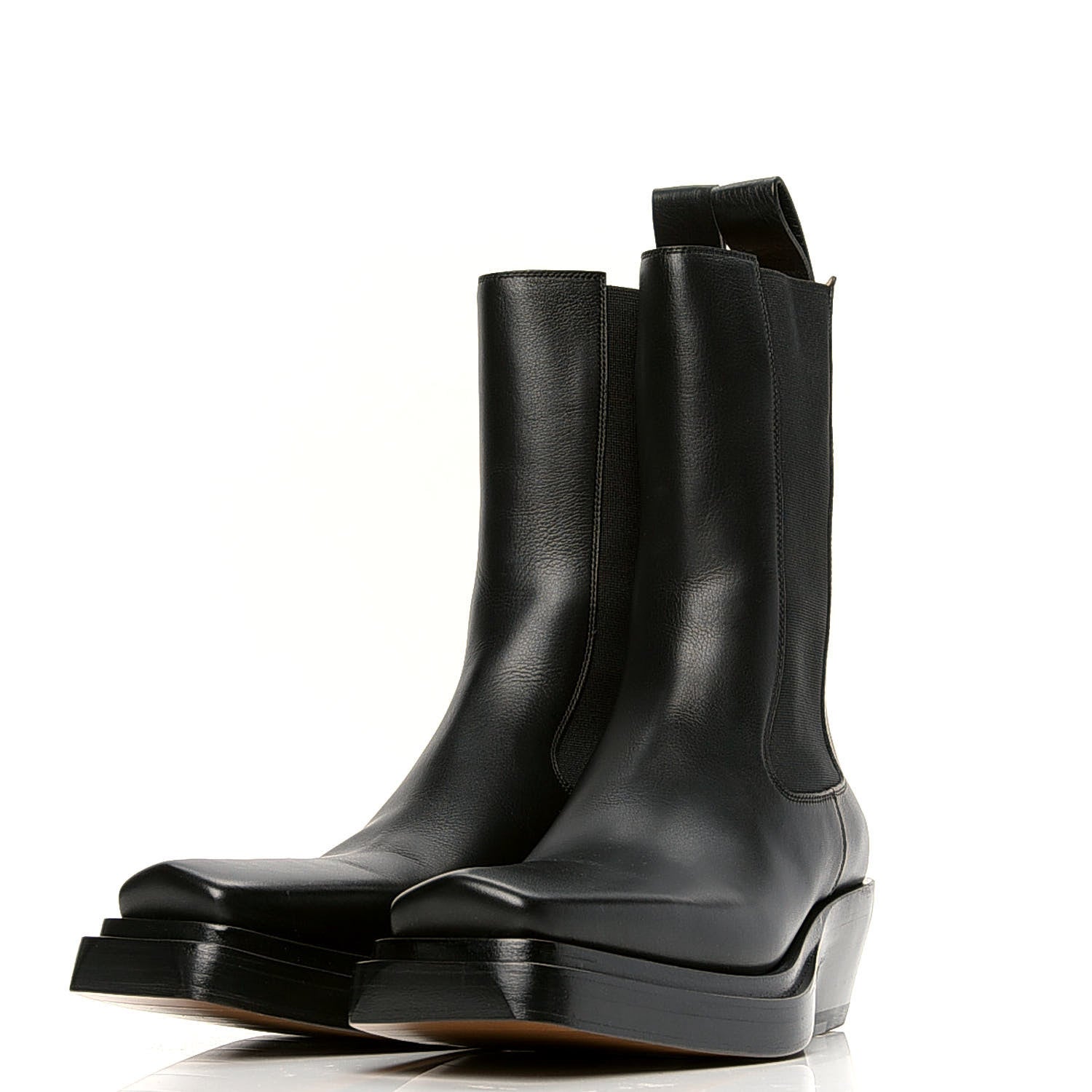 Bottega Veneta Calfskin Lean Mid-Calf Boots 38 Black 3 of 11