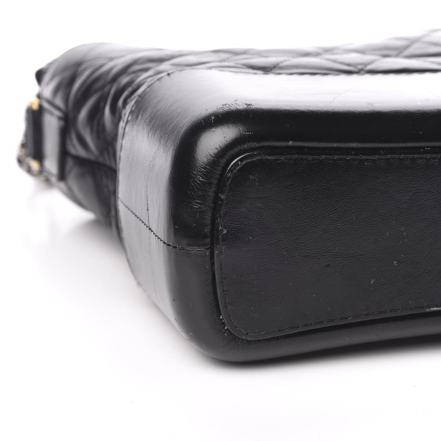 Aged Calfskin Quilted Medium Gabrielle Hobo Black