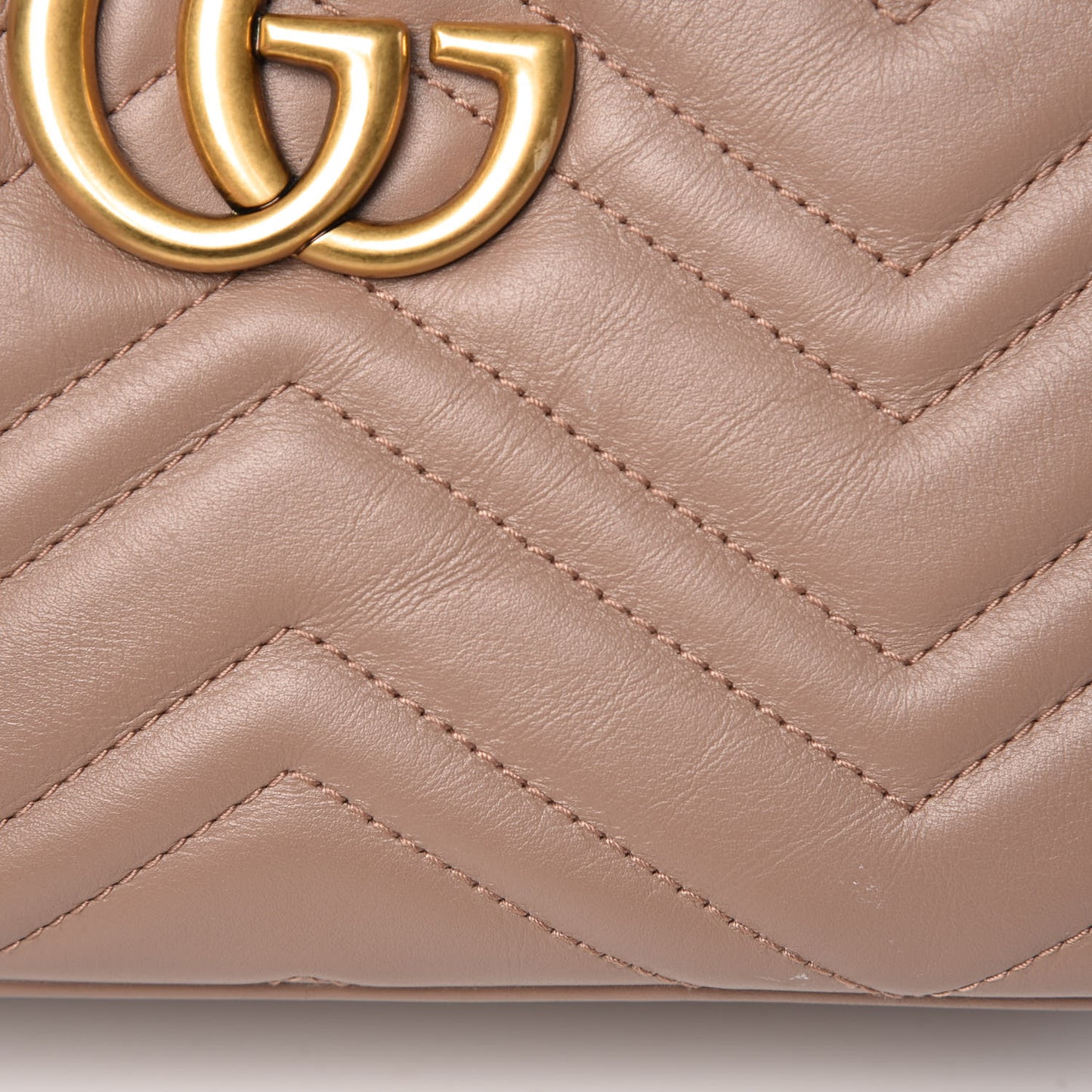 Calfskin Matelasse Small GG Marmont Chain Shoulder Bag Taupe