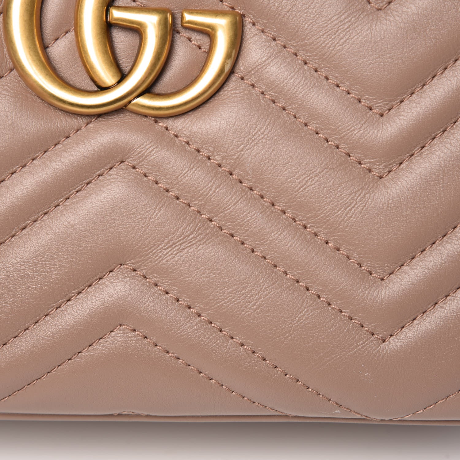 Gucci Calfskin Matelasse Small GG Marmont Chain Shoulder Bag Taupe 10 of 11