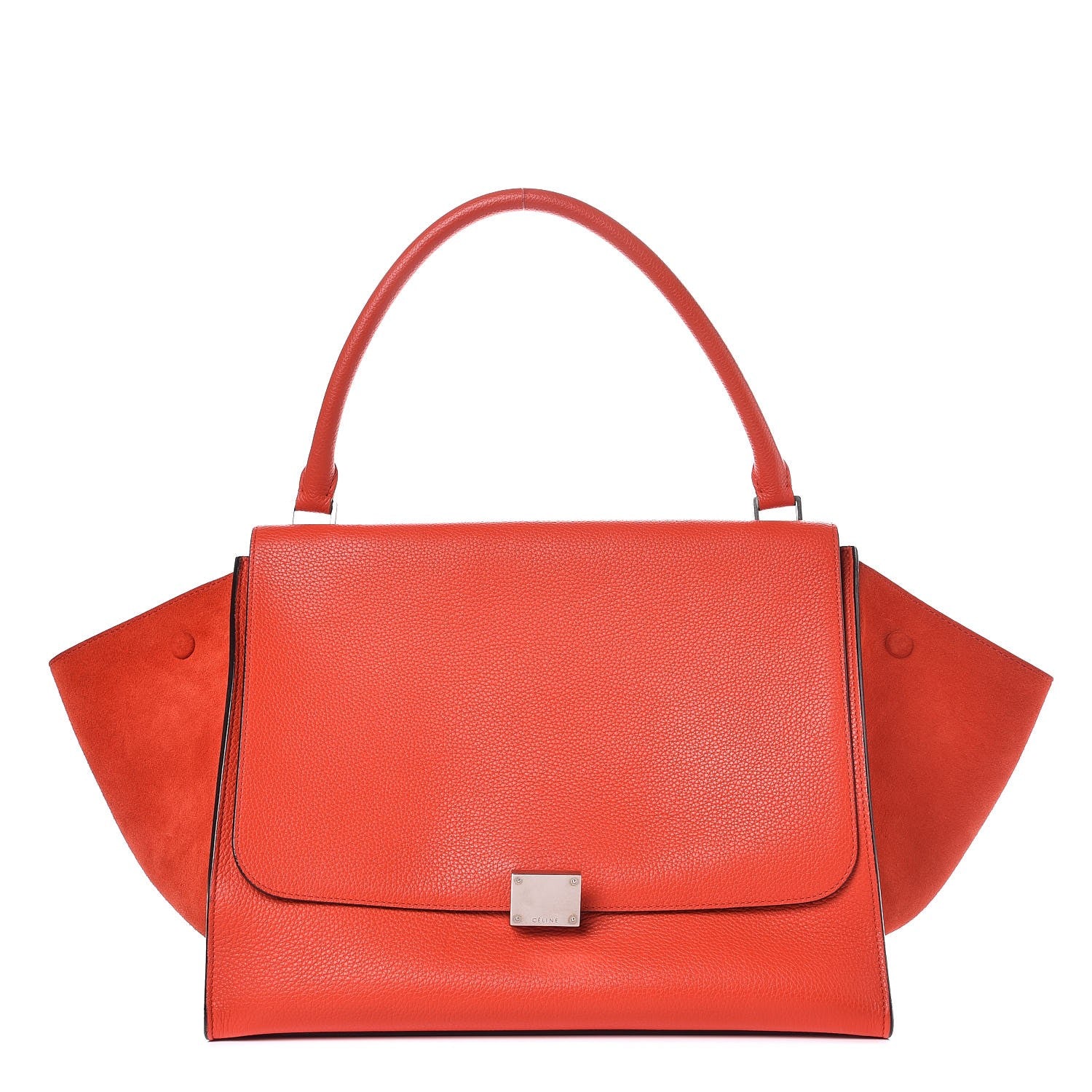 Celine Drummed Calfskin Suede Large Trapeze Vermillion 1 of 6