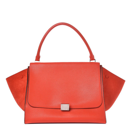 Celine Drummed Calfskin Suede Large Trapeze Vermillion 1 of 6