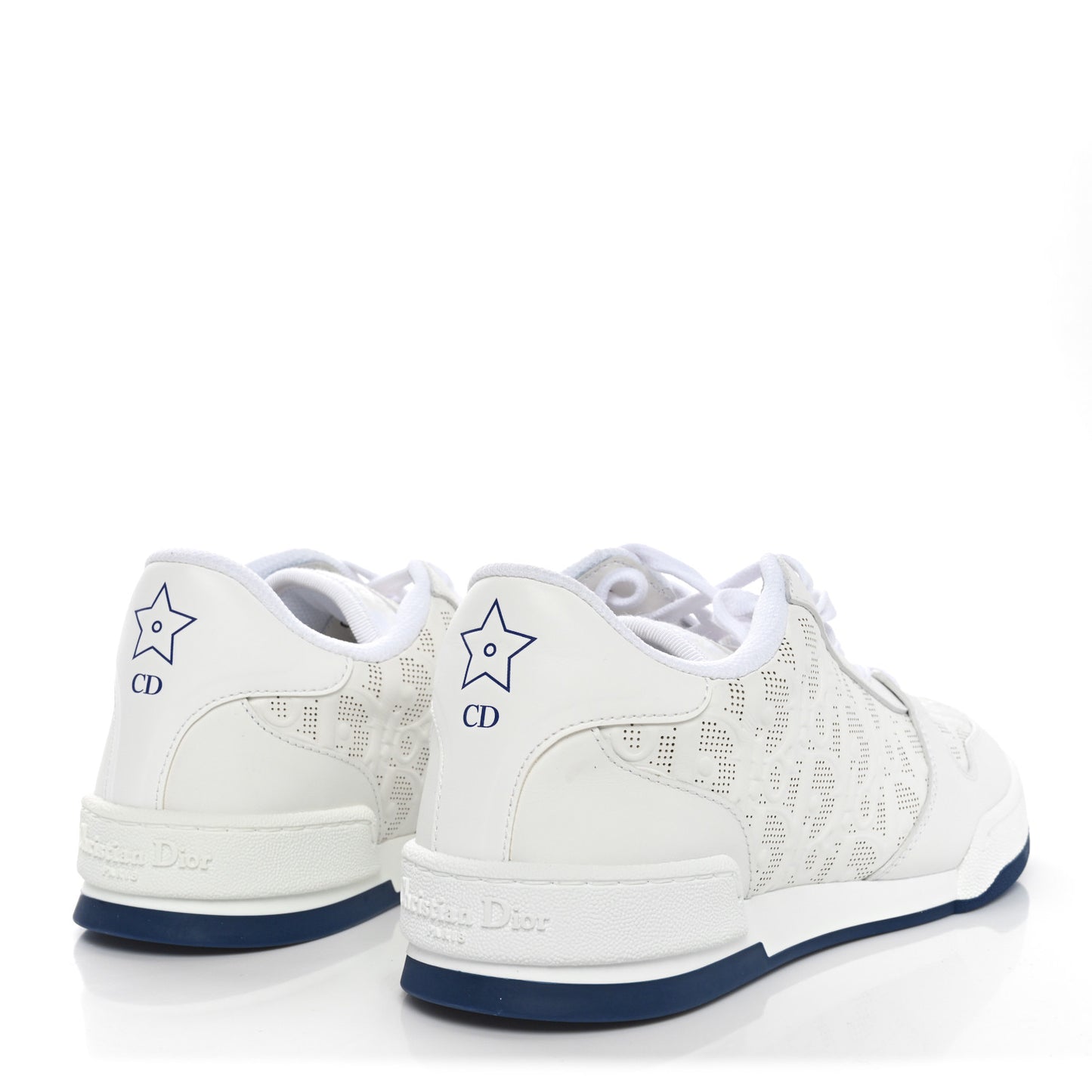 Calfskin Oblique Laser Perforated Dior One Low Sneakers 37 White Blue