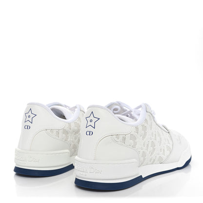 Christian Dior Calfskin Oblique Laser Perforated Dior One Low Sneakers 37 White Blue 4 of 8