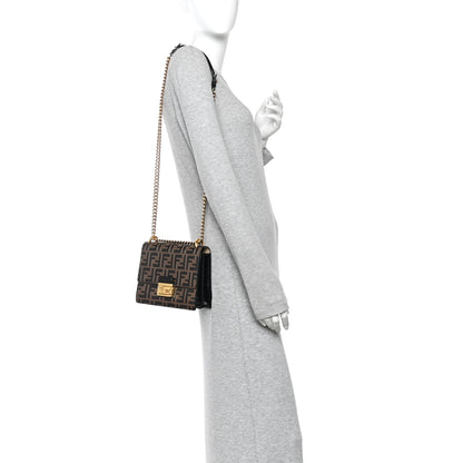 Fendi Vitello Liberty Bi-Color FF 1974 Embossed Small Kan U Shoulder Bag Maya Black 2 of 14