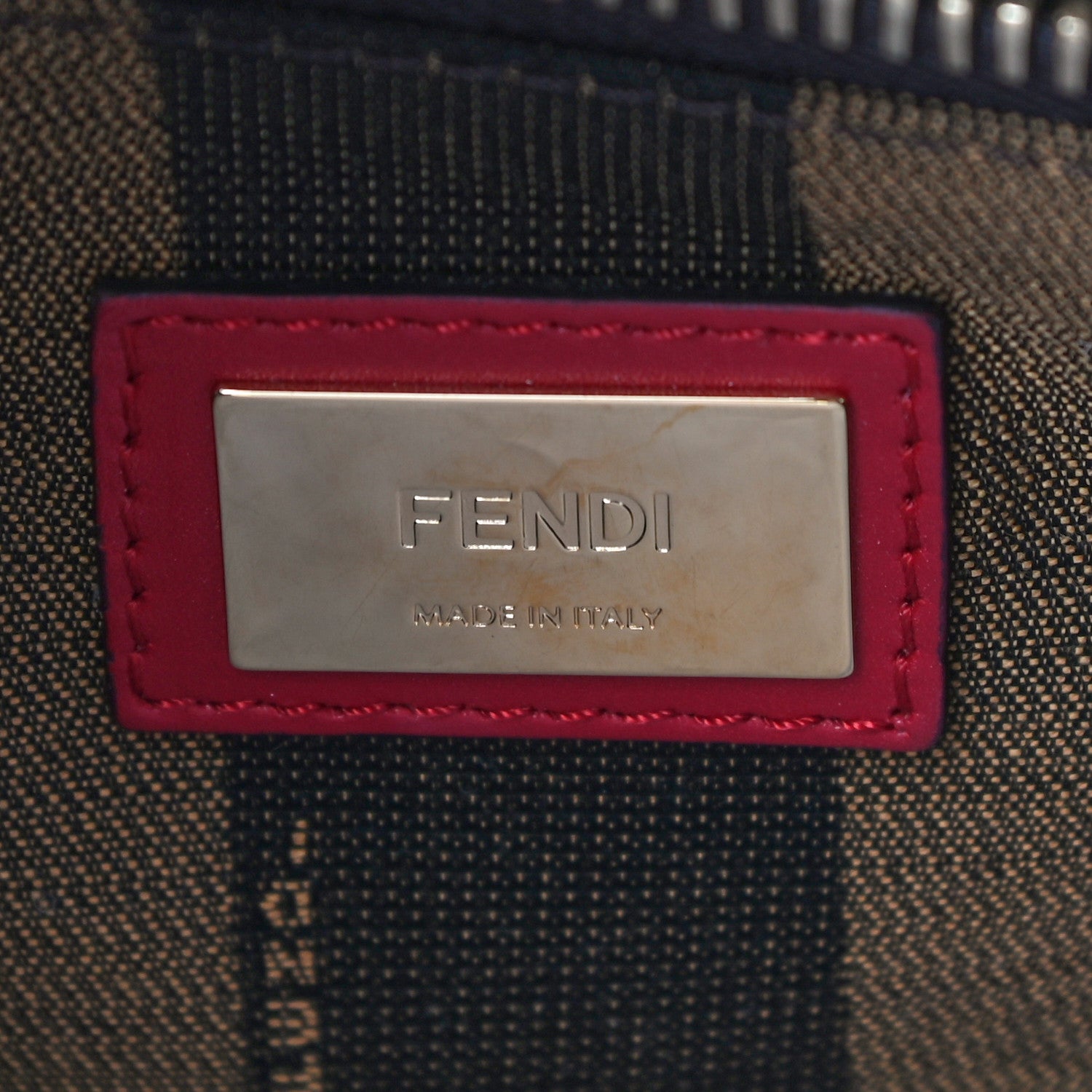 Fendi Vitello Morgan Fabric Jacquard Pequin Medium Peekaboo Iconic Satchel Mattone Tobacco Black 6 of 9