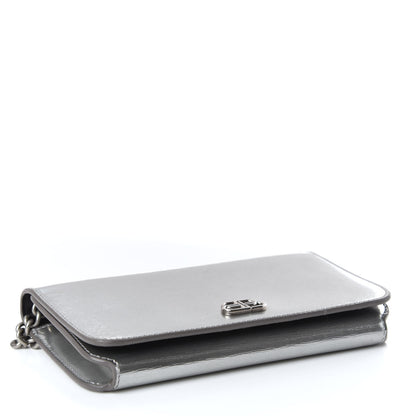 Balenciaga Metallic Grained Calfskin BB Phone Holder Wallet On Chain Silver 8 of 20