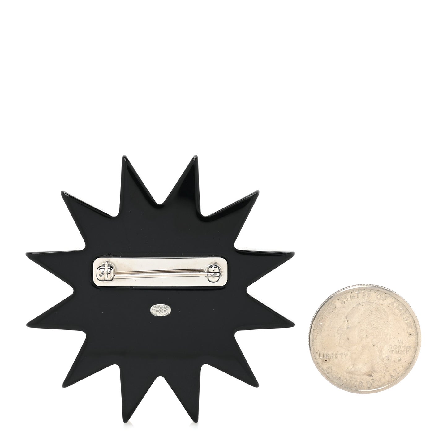 Resin Glitter CC Star Brooch Black Gold