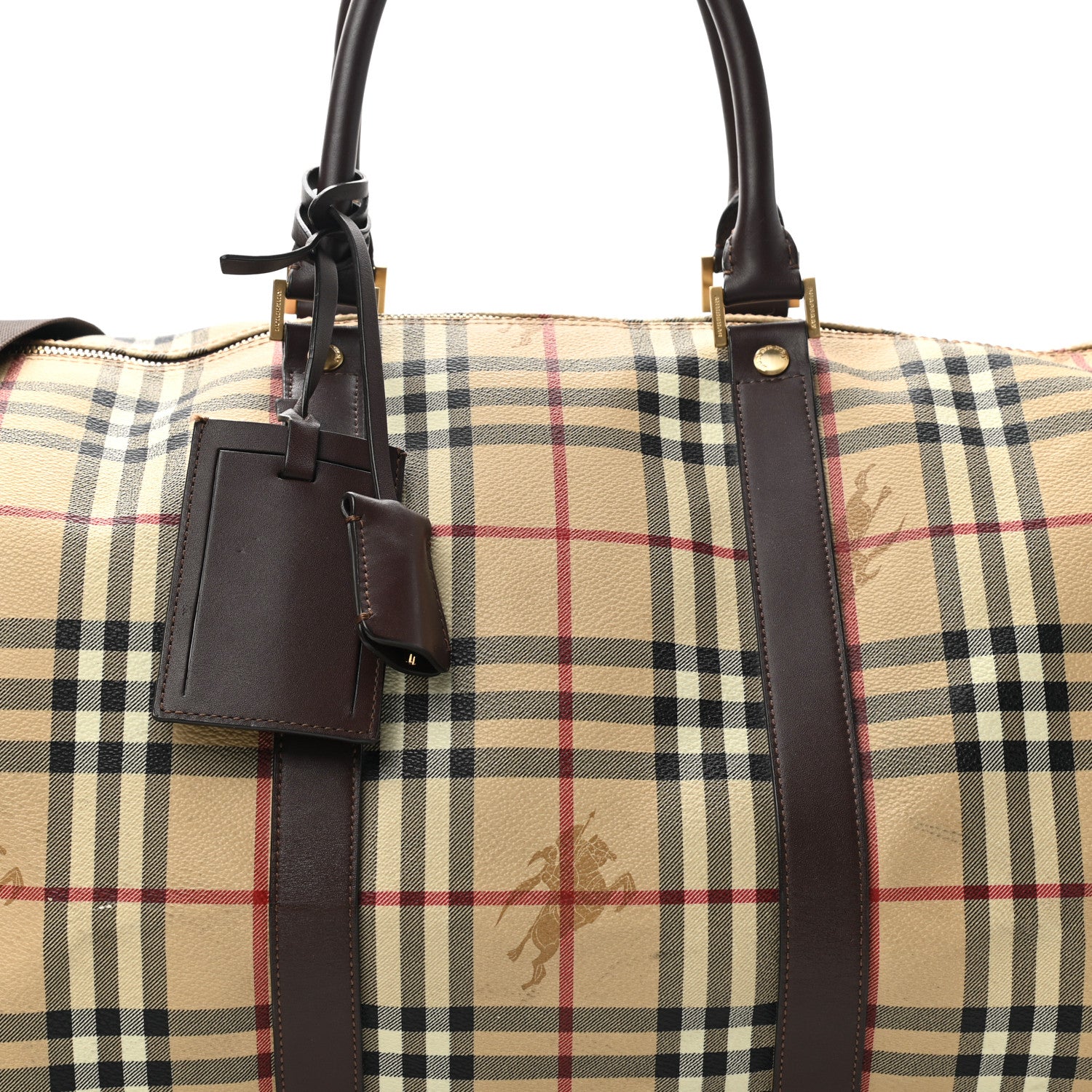 Burberry Haymarket Check Duffle Bag Dark Brown 8 of 14