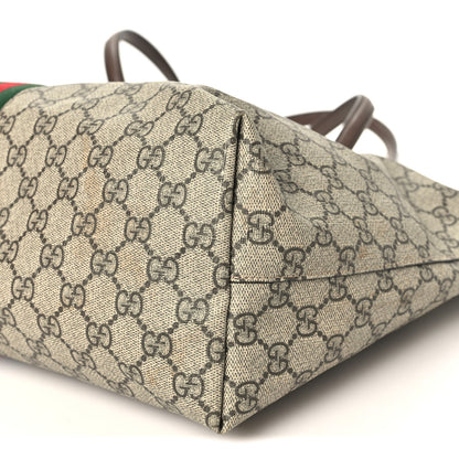Gucci GG Supreme Monogram Textured Calfskin Web Medium Ophidia Shopping Tote Beige Ebony New Acero 10 of 10