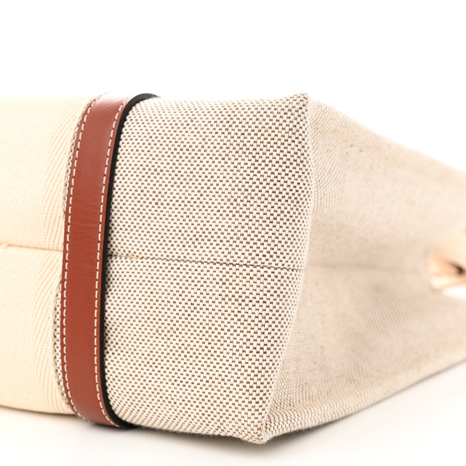 Chloe Cotton Calfskin Medium Woody Ribbon Tote White Brown 10 of 10