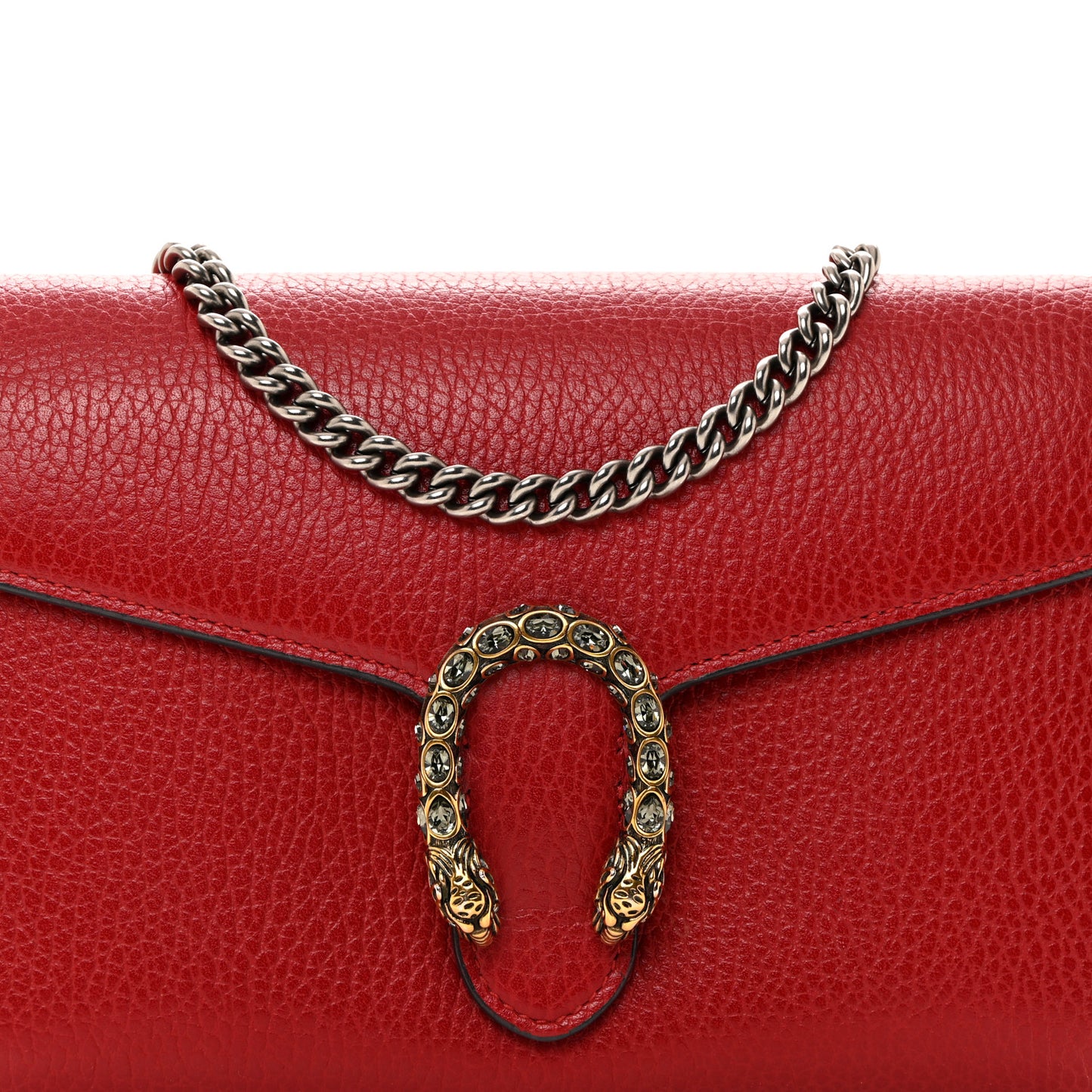 Calfskin Mini Dionysus Chain Wallet Hibiscus Red