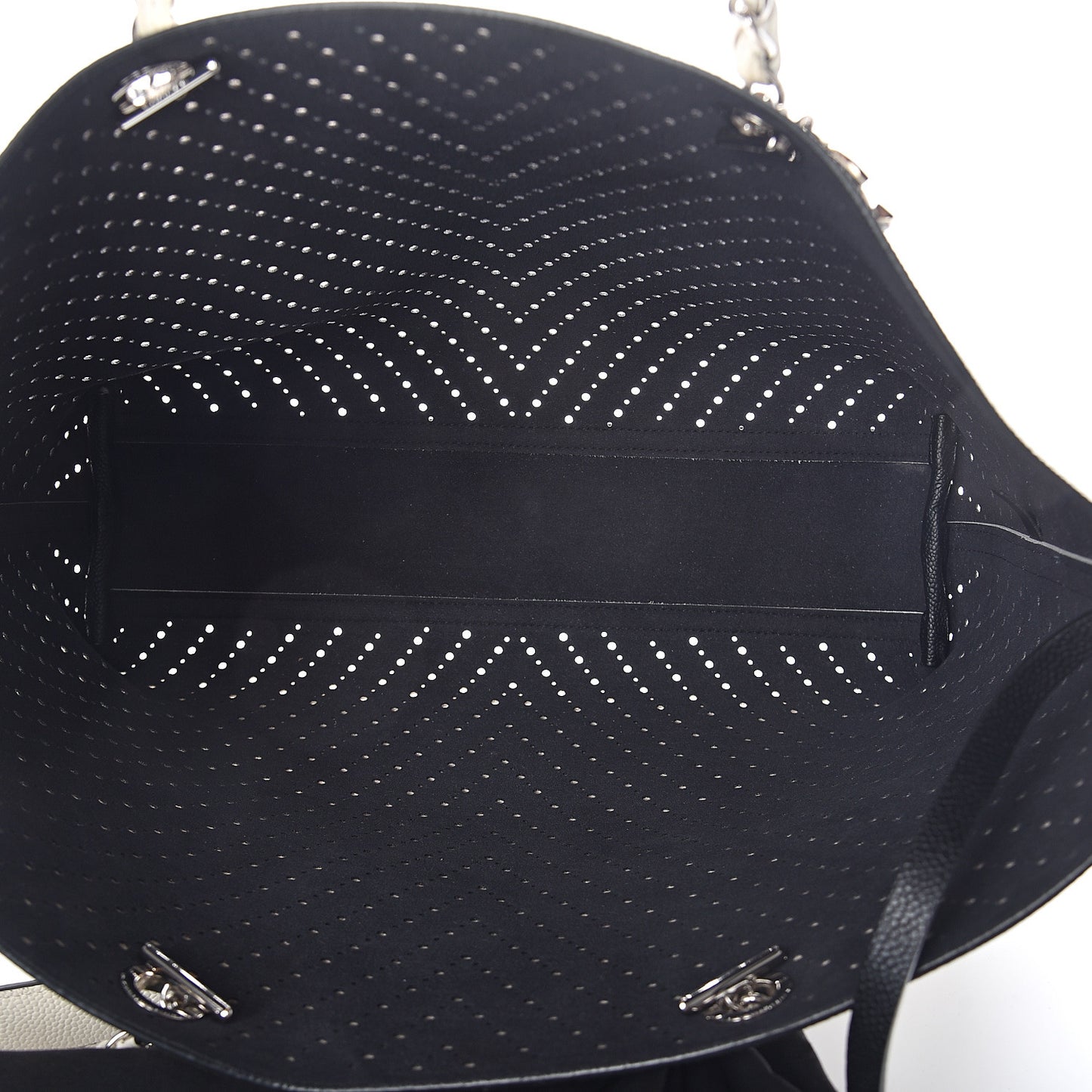 Perforated Grained Calfskin Shopping Tote White
