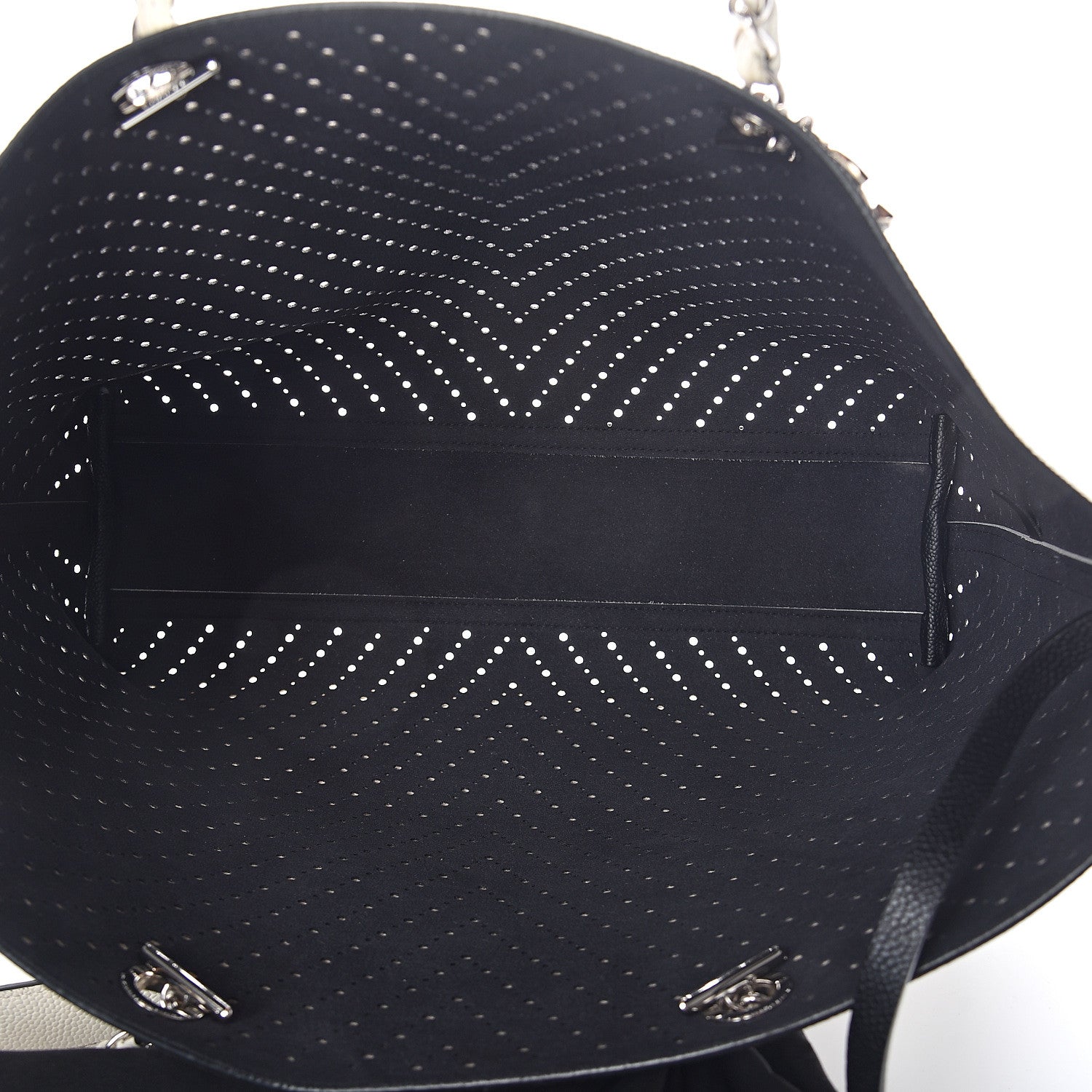 Chanel Perforated Grained Calfskin Shopping Tote White 5 of 10