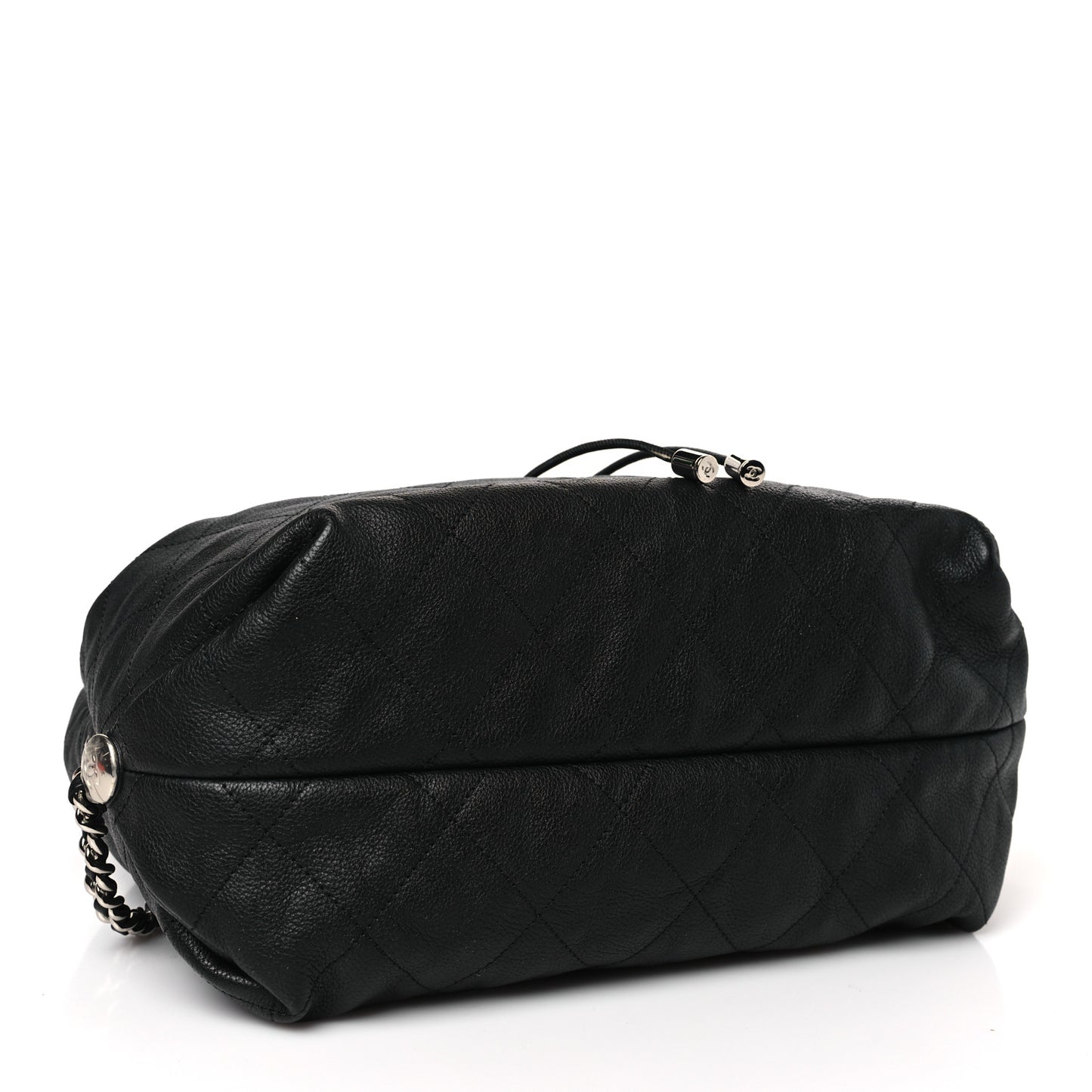 Grained Calfskin Stitched Braided With Style Backpack Black