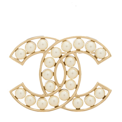Chanel Pearl CC Brooch Light Gold 1 of 4