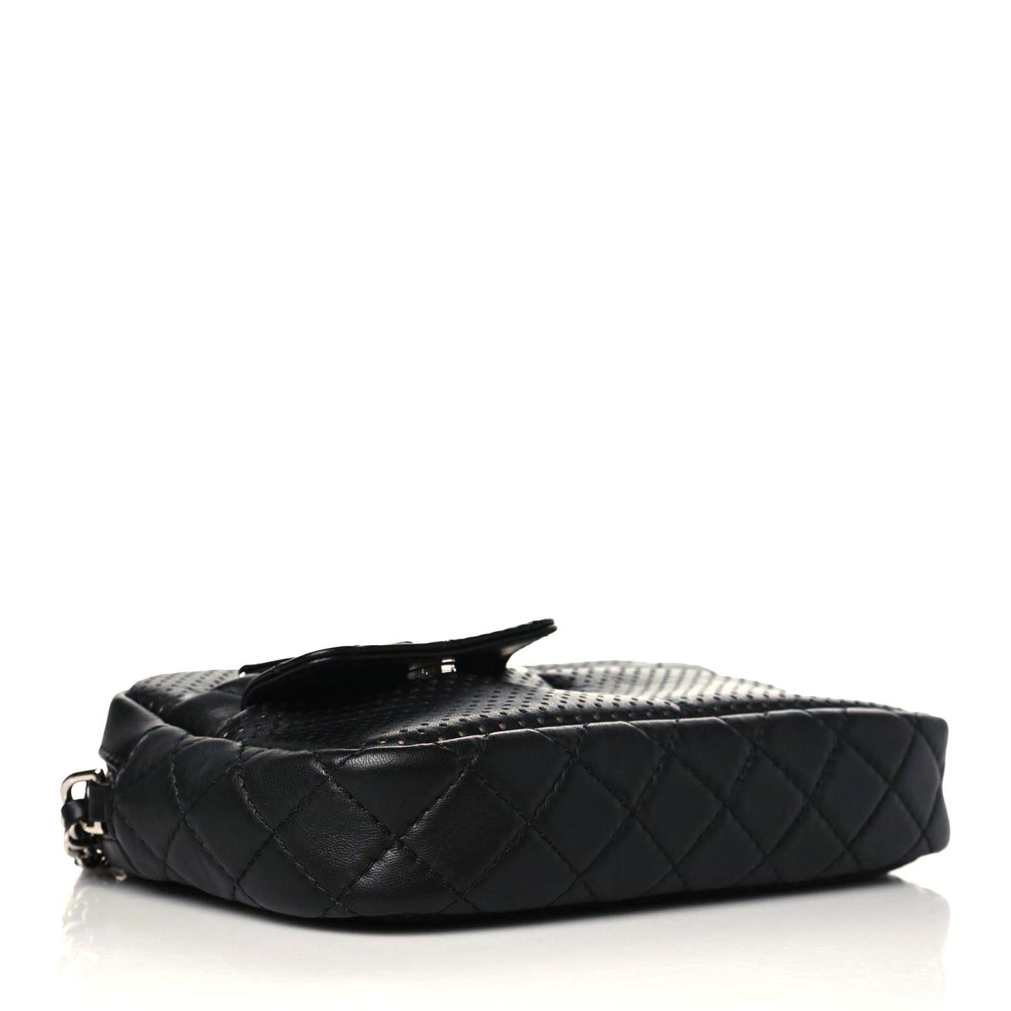 Perforated Calfskin Quilted Ultra Pocket Camera Case Black