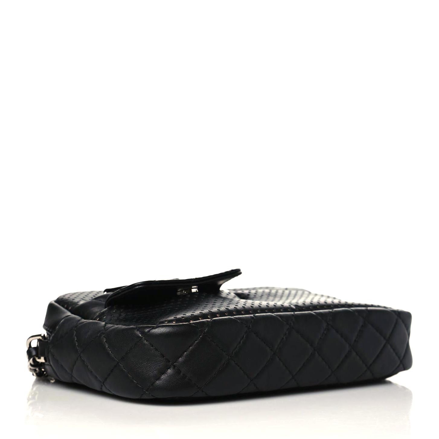 Chanel Perforated Calfskin Quilted Ultra Pocket Camera Case Black 4 of 11