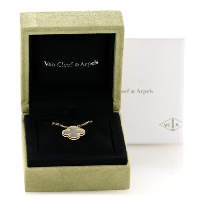 Van Cleef & Arpels 18K Yellow Gold Mother of Pearl Vintage Alhambra Pendant Necklace 8 of 8