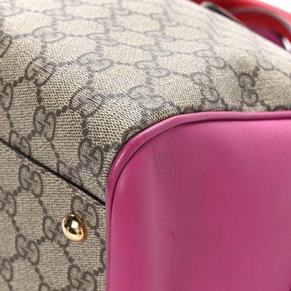 Gucci GG Supreme Monogram Medium Boston Beige Hibiscus Red New Rosette 10 of 13