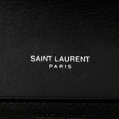 Saint Laurent Calfskin Crocodile Embossed Monogram Uptown Chain Wallet Black 6 of 12