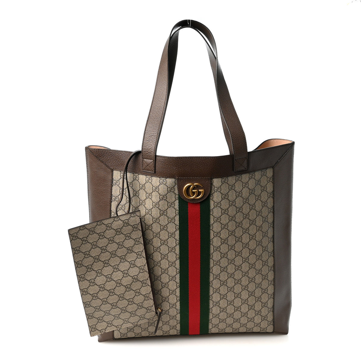 Gucci GG Supreme Monogram Web Large Ophidia Vertical Shopping Tote Brown 3 of 10