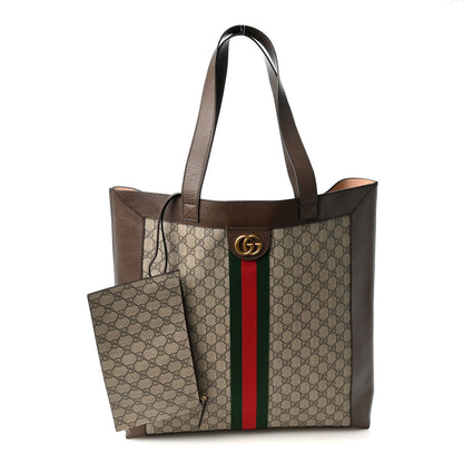 Gucci GG Supreme Monogram Web Large Ophidia Vertical Shopping Tote Brown 3 of 10