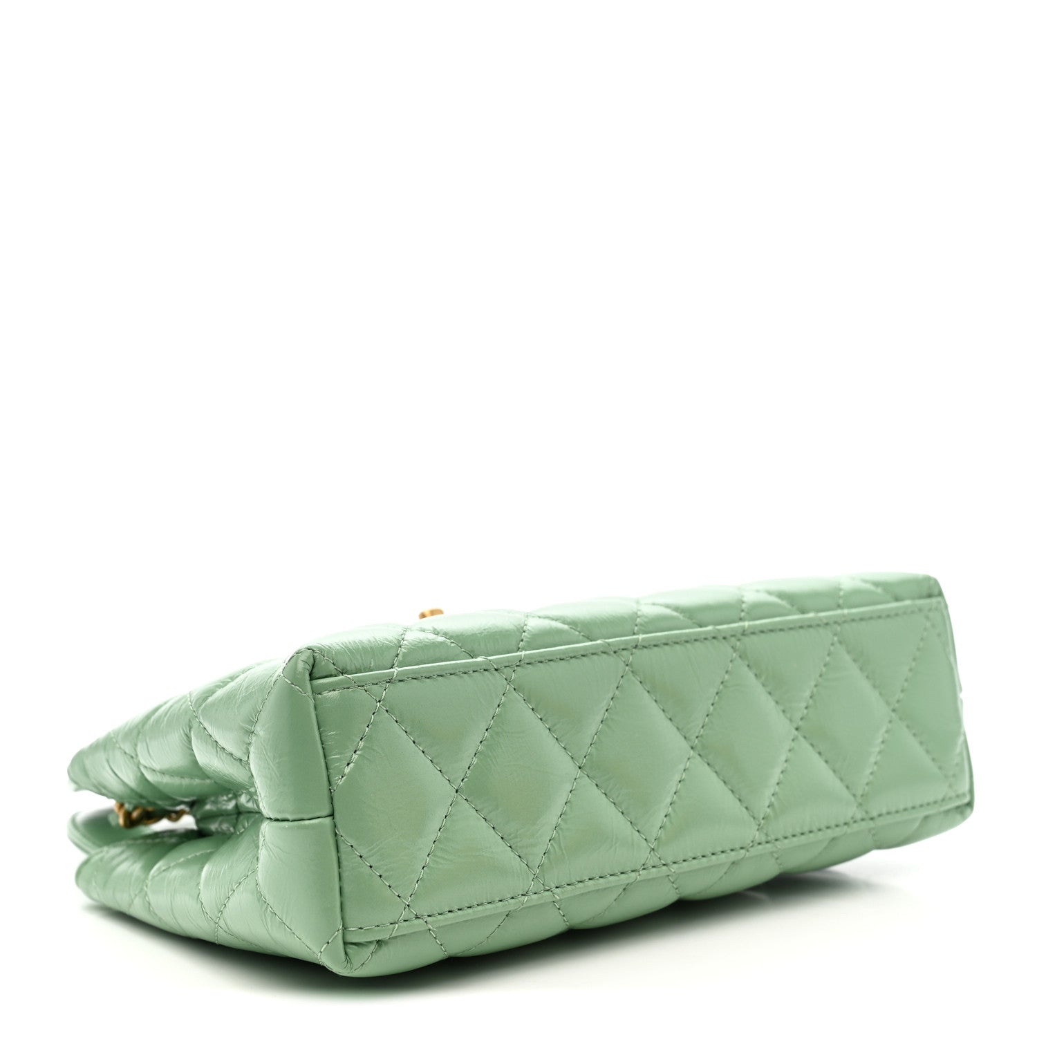 Chanel Shiny Aged Calfskin Quilted Nano Kelly Shopper Light Green 4 of 10