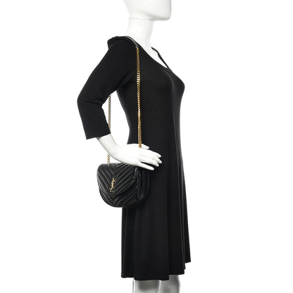 Saint Laurent Lambskin Matelasse Chevron Monogram Bubble Chain Crossbody Black 2 of 10