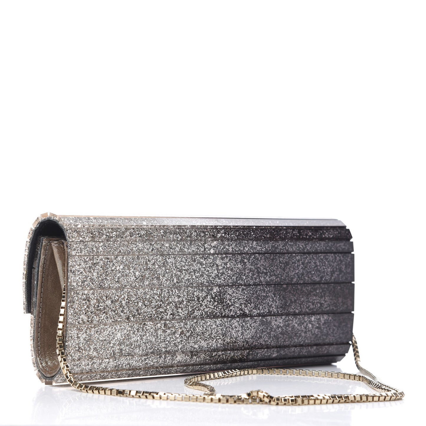 Acrylic Glitter Degrade Clutch Black Champagne
