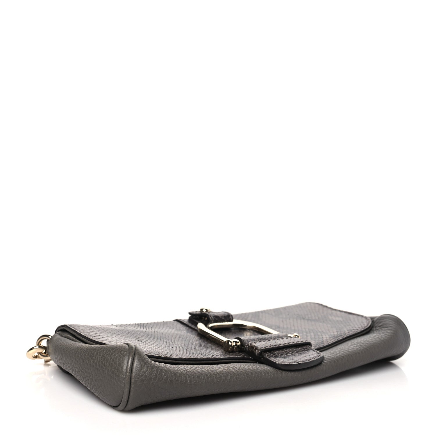 Gucci Snakeskin Calfskin Embossed Greenwich Clutch Grey 4 of 10