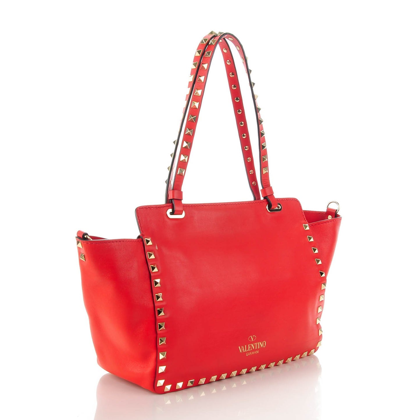 Vitello Small Rockstud Tote Deep Orange