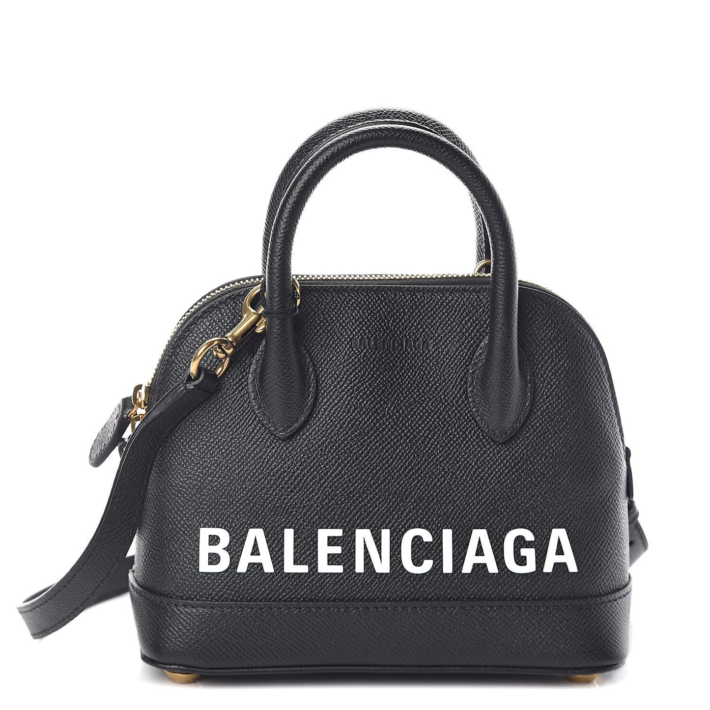 Signature Grained Calfskin XXS Ville Top Handle Bag Black White