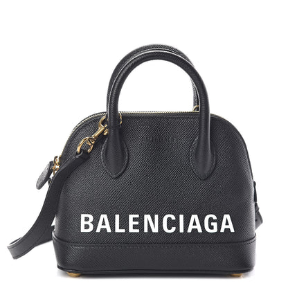 Balenciaga Signature Grained Calfskin XXS Ville Top Handle Bag Black White 1 of 9
