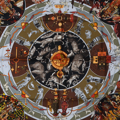 Hermes Silk Mythologies des Hommes Rouges Scarf 90 1 of 5