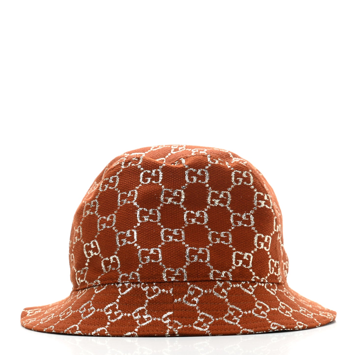 Canvas Lame GG Monogram Bucket Hat M Burnt Orange Silver