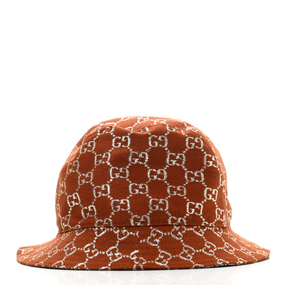 Gucci Canvas Lame GG Monogram Bucket Hat M Burnt Orange Silver 3 of 10