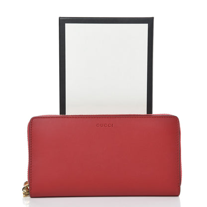 Gucci Calfskin Bamboo Round Zip Long Wallet Red 8 of 8