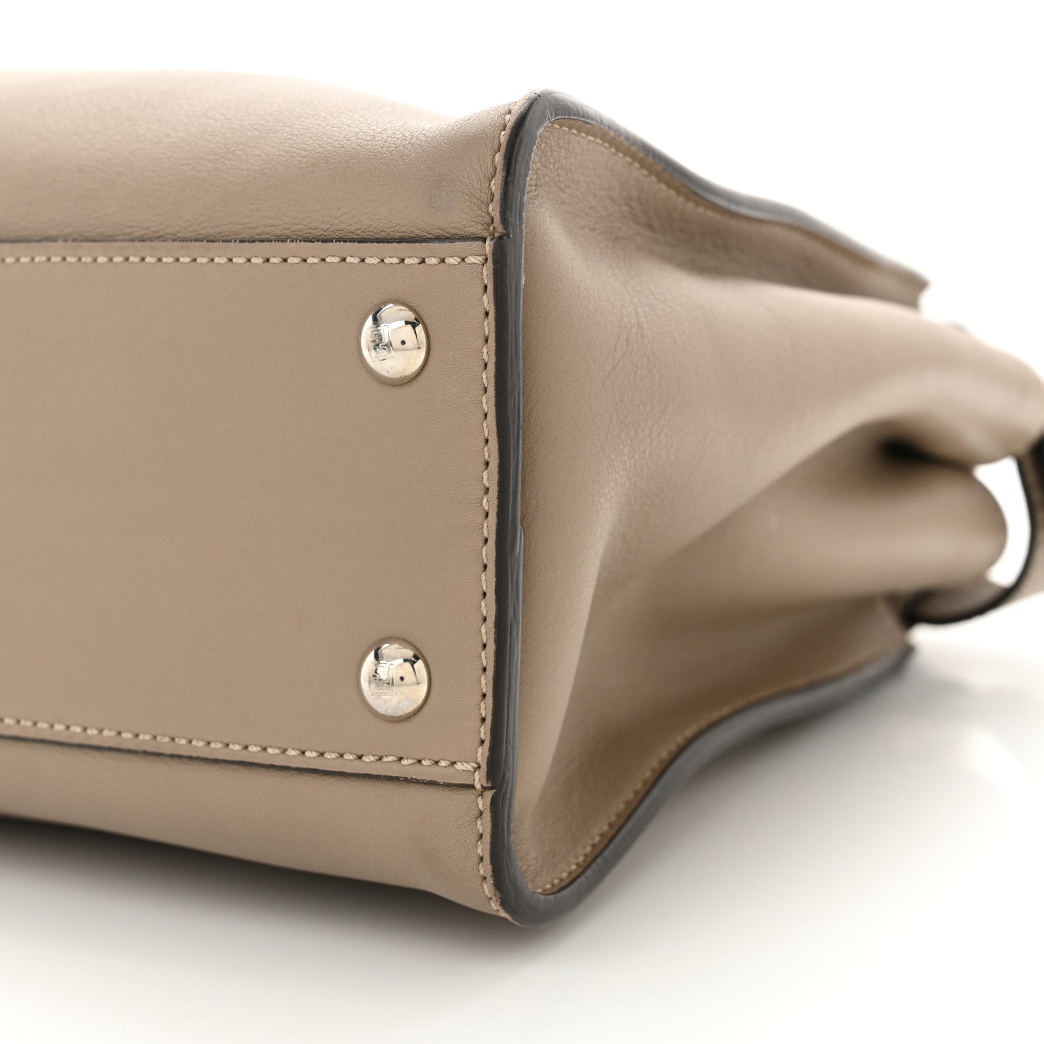 Fendi Vitello Seta Shiny Nappa Elaphe Medium Peekaboo Iconic Satchel Tortora Natural Ebano 10 of 12